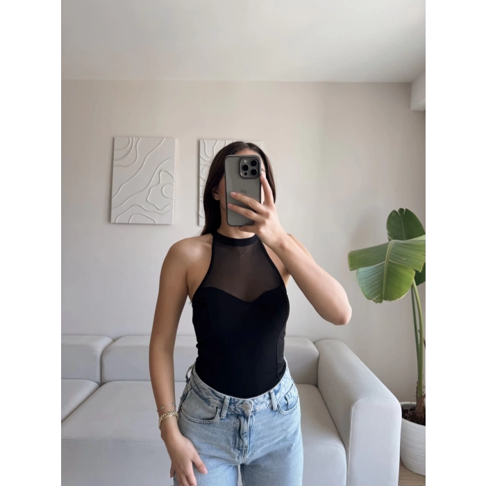 Göğüs Tül Halter Crop