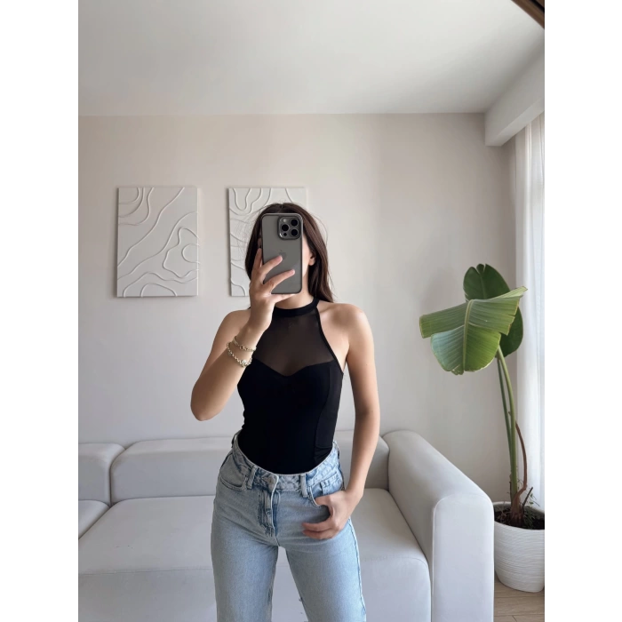 Göğüs Tül Halter Crop