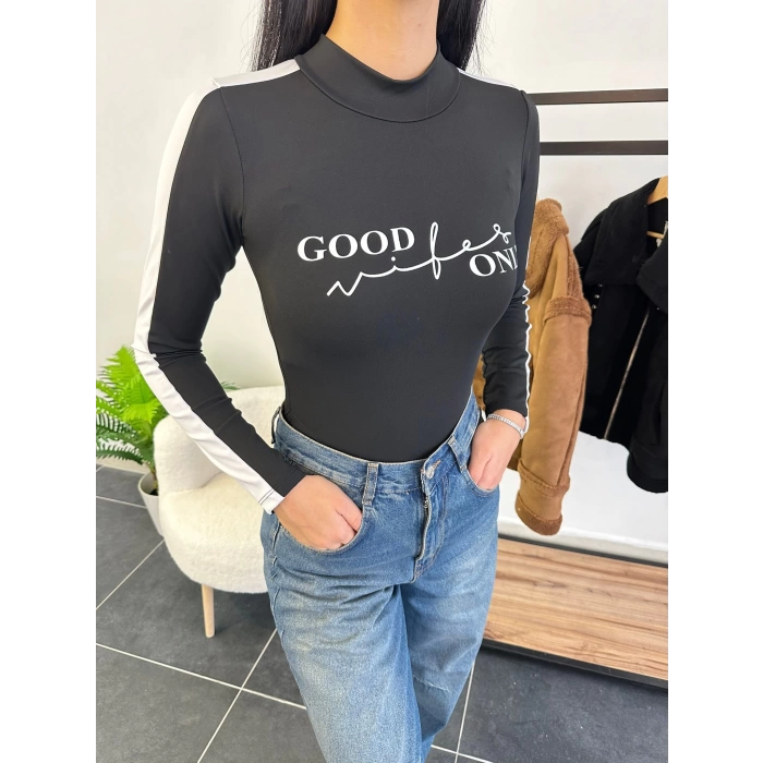 Good Only Şerit Bodysuit - SİYAH