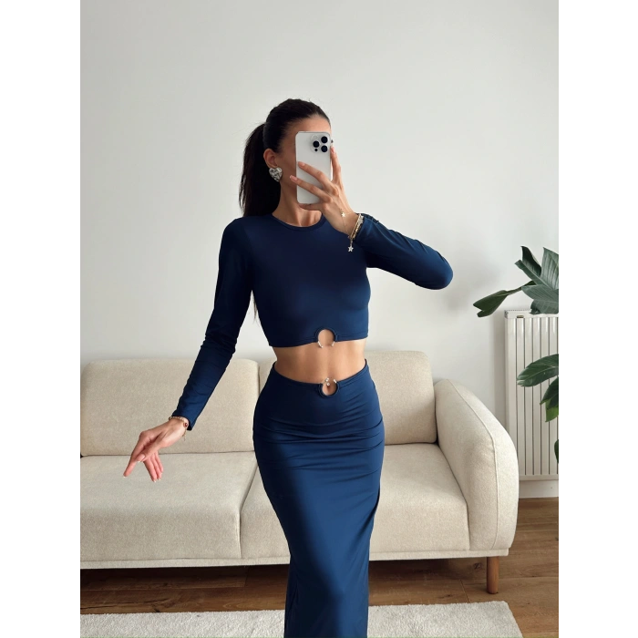 Halka Detay Etekli Takım - LACİVERT