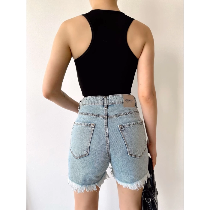 Halka Fermuar Crop-SİYAH