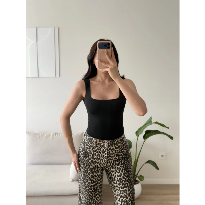 Halter Çıtçıtlı Bodysuit - SİYAH