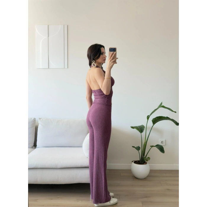 Halter Crop Pantolon Takım - MÜRDÜM