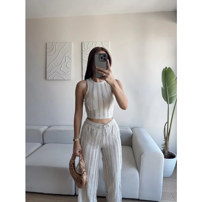 Halter Fitilli İkili Takım - BEJ
