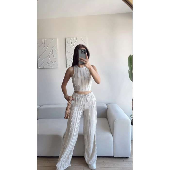 Halter Fitilli İkili Takım - BEJ