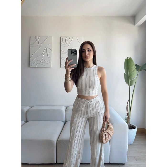 Halter Fitilli İkili Takım - BEJ