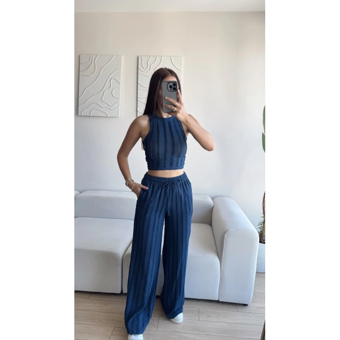 Halter Fitilli İkili Takım - LACİVERT