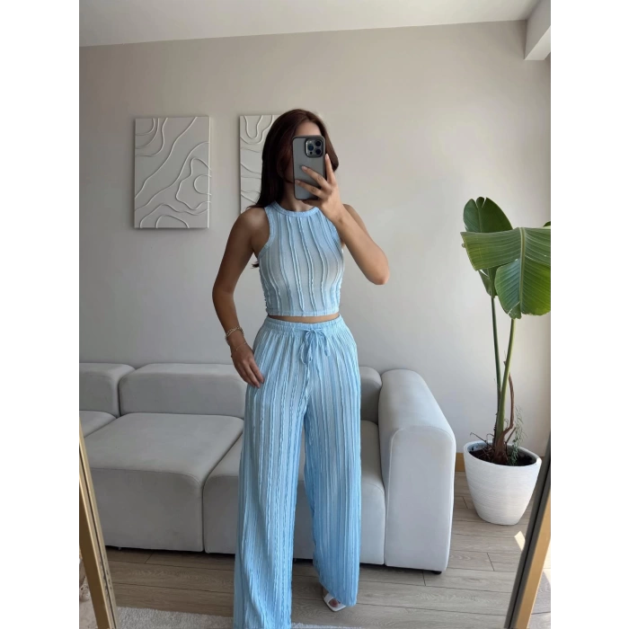 Halter Fitilli İkili Takım - MAVİ