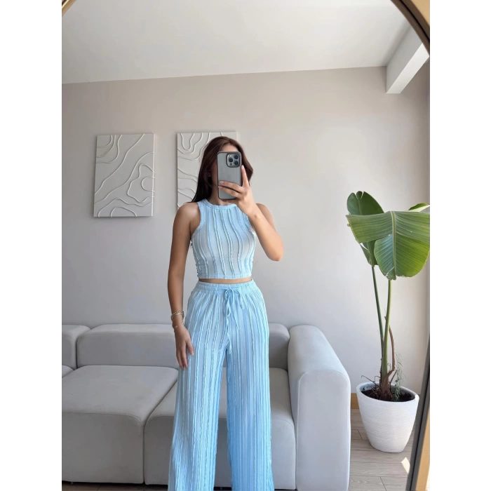 Halter Fitilli İkili Takım - MAVİ