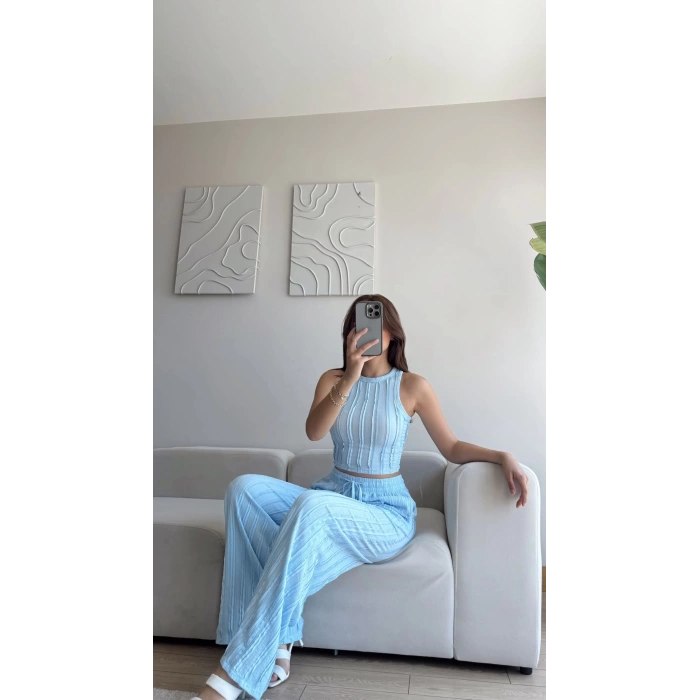 Halter Fitilli İkili Takım - MAVİ