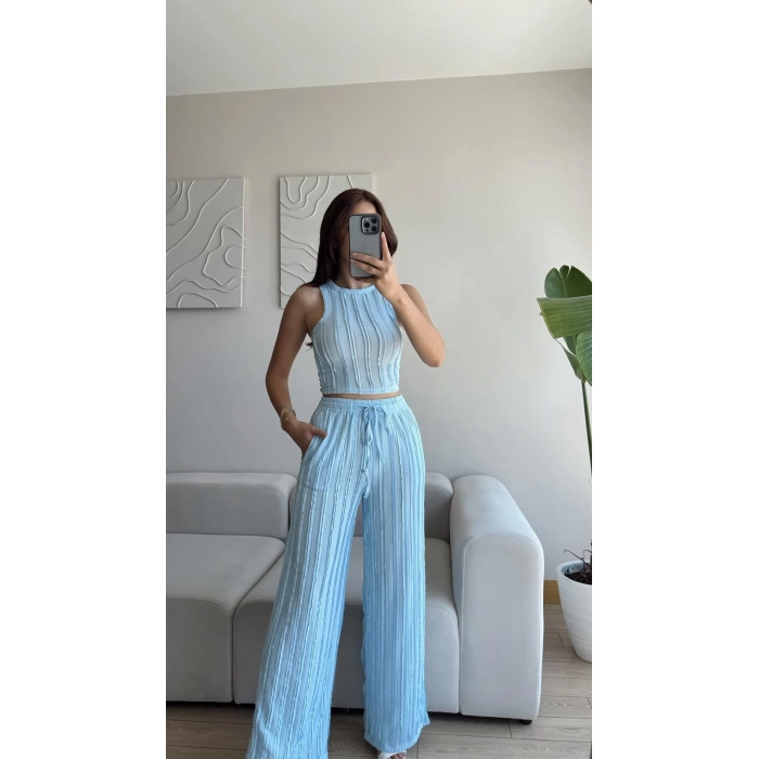 Halter Fitilli İkili Takım - MAVİ