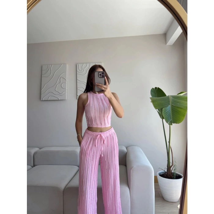 Halter Fitilli İkili Takım - PEMBE