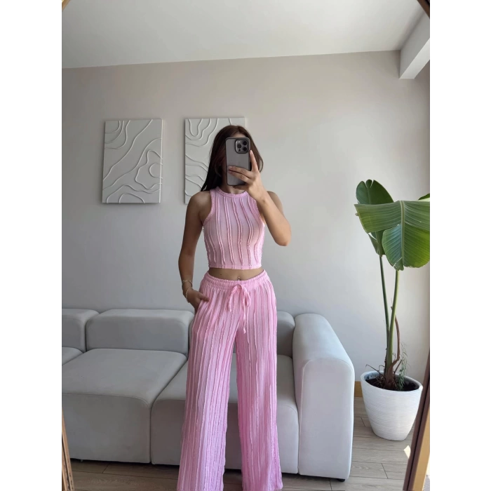Halter Fitilli İkili Takım - PEMBE