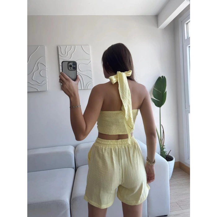 Halter Şortlu İkili Takım - SARI