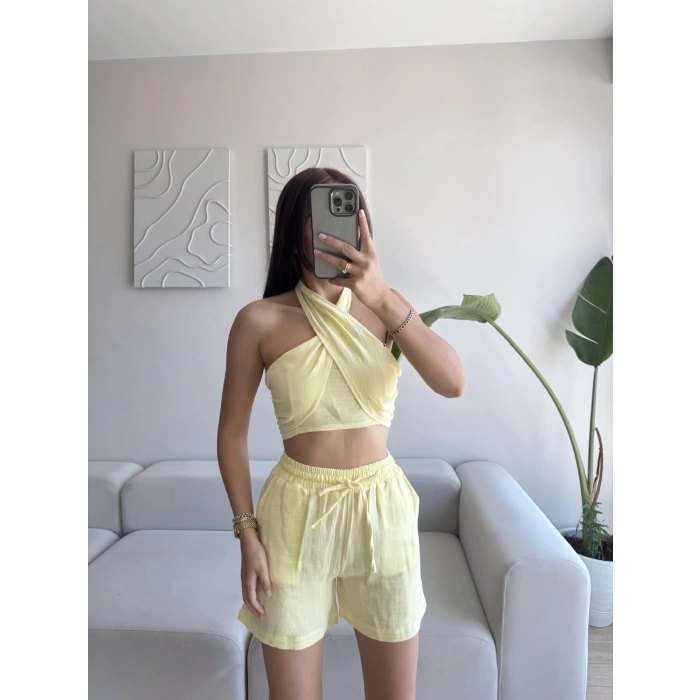 Halter Şortlu İkili Takım - SARI