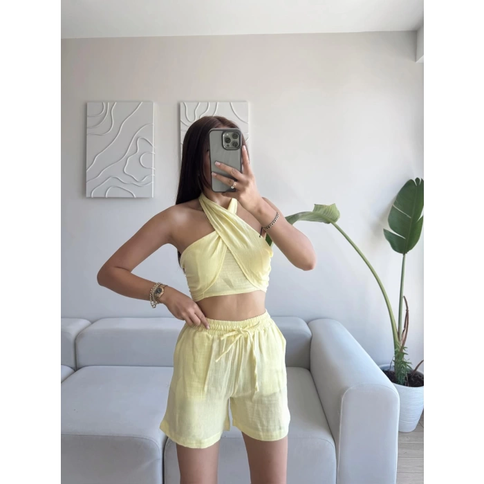 Halter Şortlu İkili Takım - SARI