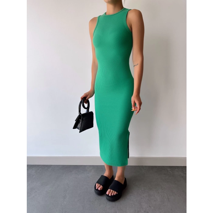 Halter Yaka Elbise-YEŞİL