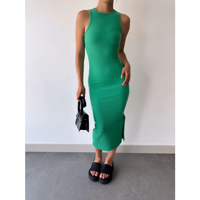 Halter Yaka Elbise-YEŞİL