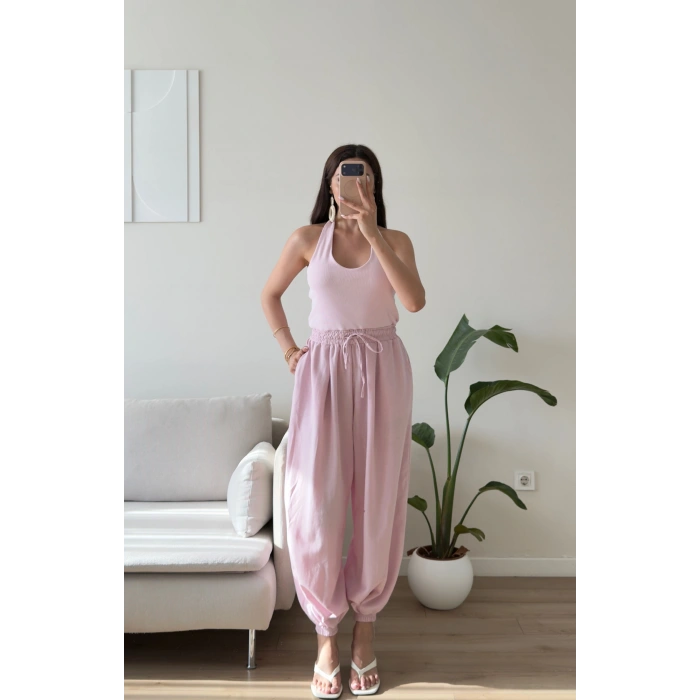 Halter Yaka Jogger Tulum - PEMBE