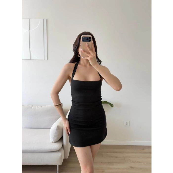 Halter Yaka Mini Elbise