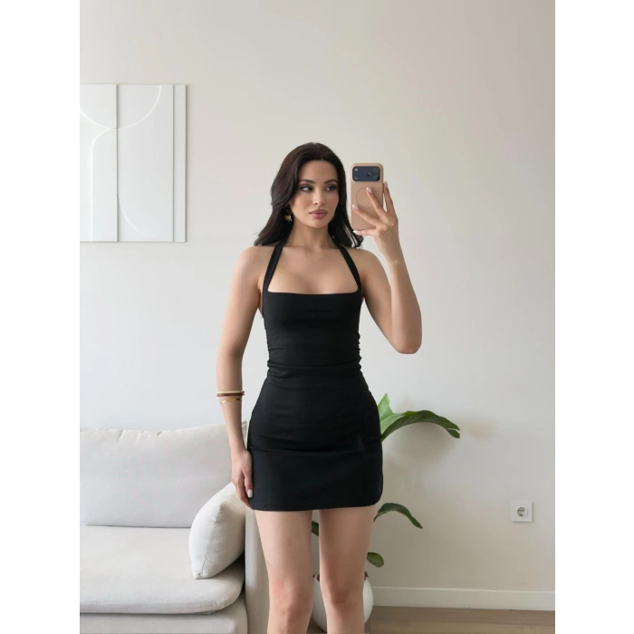 Halter Yaka Mini Elbise
