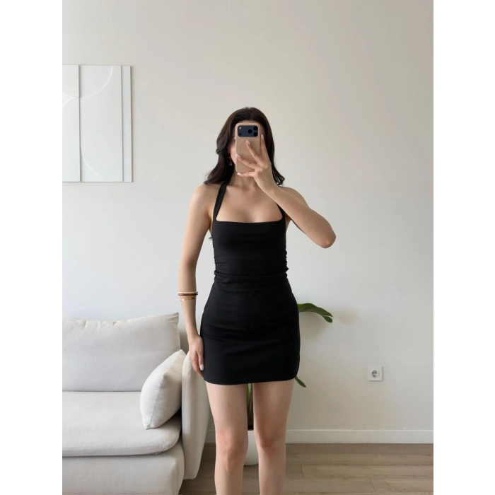 Halter Yaka Mini Elbise