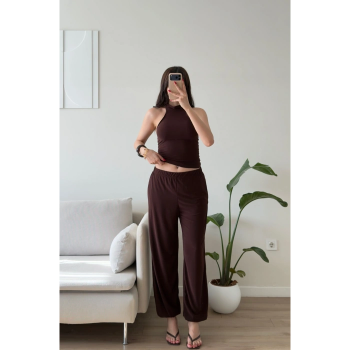 Halter Yaka Sandy Takım - KAHVE