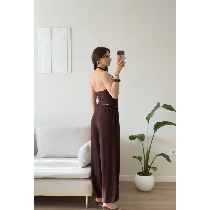 Halter Yaka Sandy Takım - KAHVE