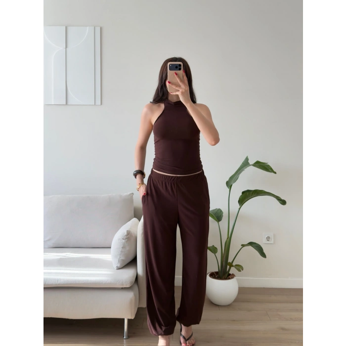 Halter Yaka Sandy Takım - KAHVE