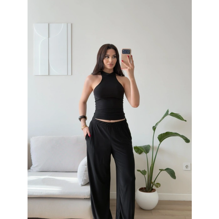 Halter Yaka Sandy Takım - SİYAH