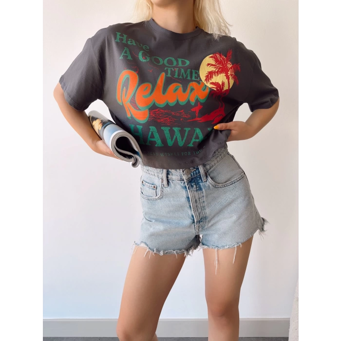 Have A Good Time Relax Crop T-shirt-FÜME