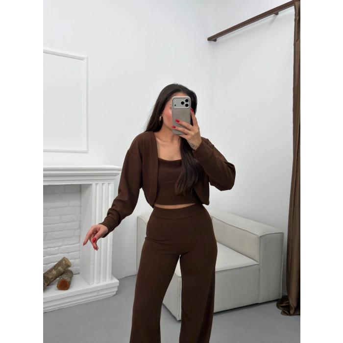 Hırkalı Üçlü Takım - KAHVE