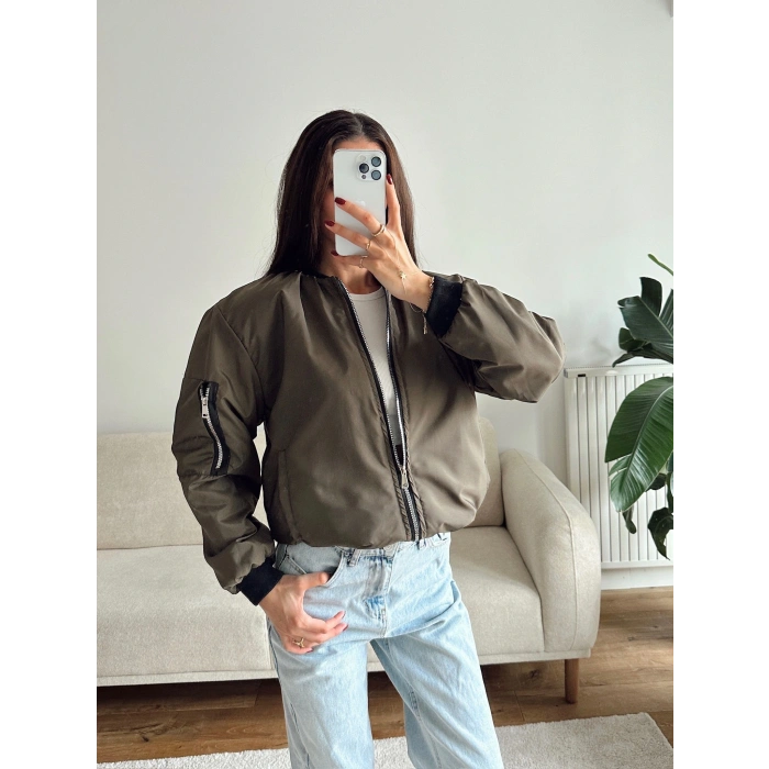 İçi Dolgulu Bomber Ceket - HAKİ