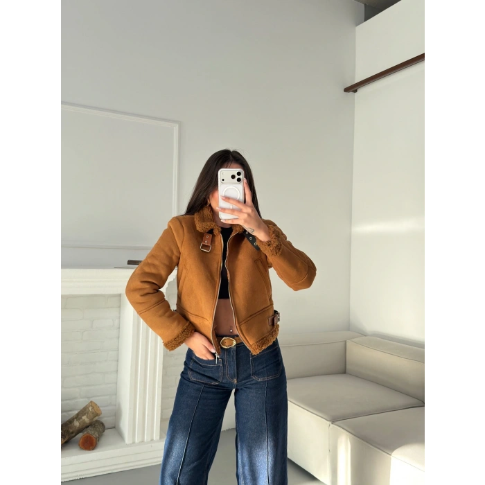 İçi Kürklü Biker Mont - TABA