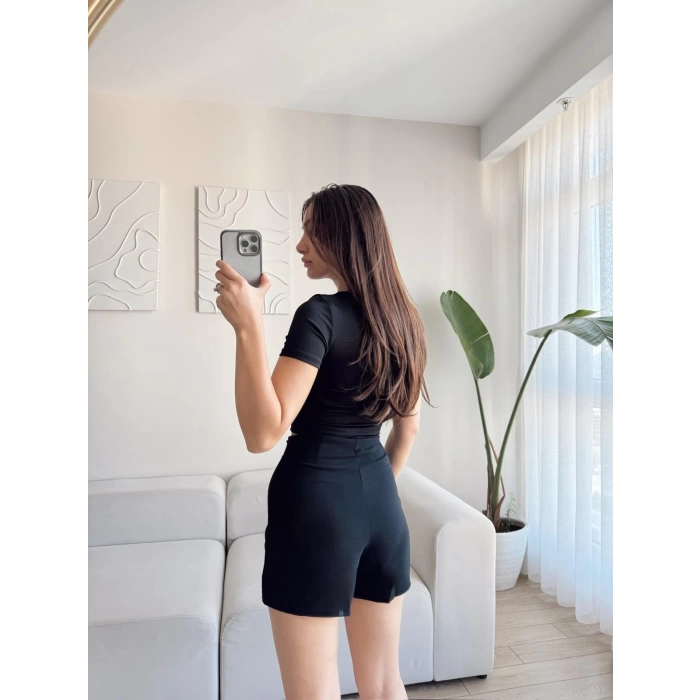 Bağlamalı Drapeli Şort Etek