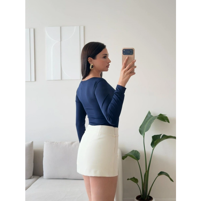 Kare Yaka Bodysuit - LACİVERT