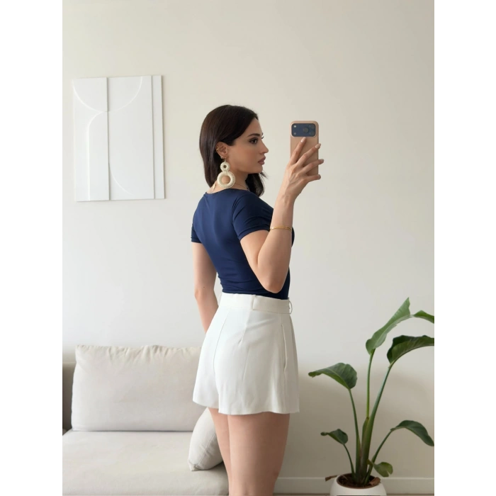 Kare Yaka Bodysuit - LACİVERT