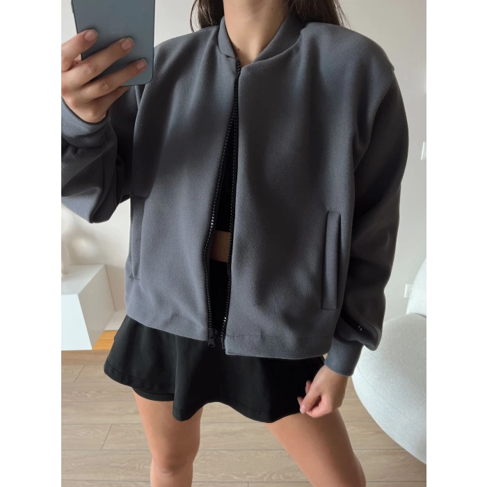 Kaşe Bomber Ceket-FÜME