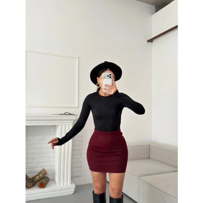 Kaşe Kalem Etek - BORDO