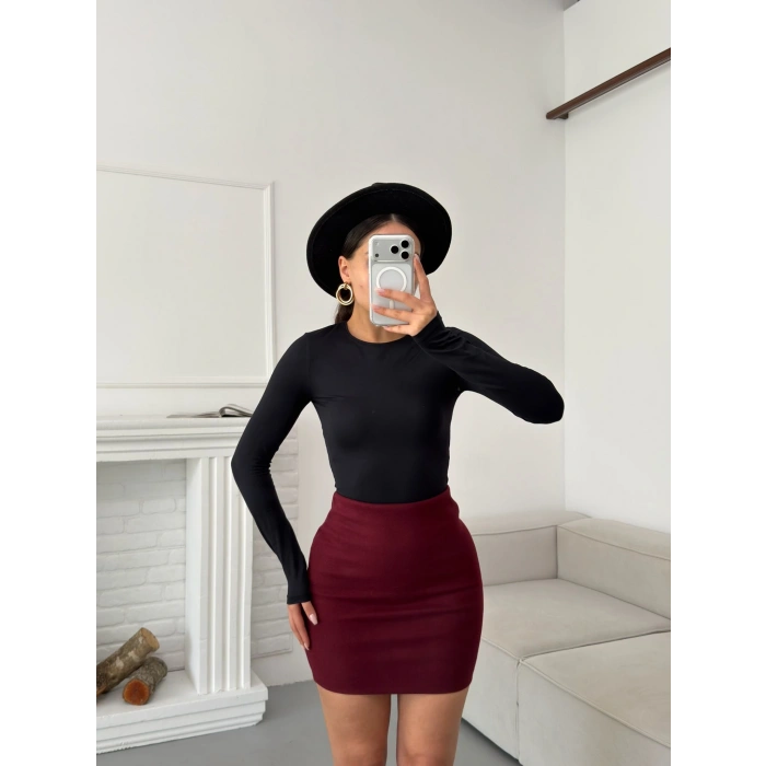 Kaşe Kalem Etek - BORDO