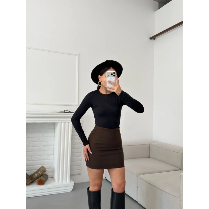 Kaşe Kalem Etek - KAHVE