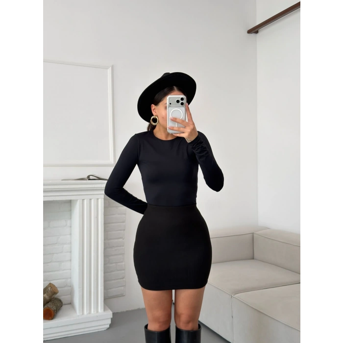 Kaşe Kalem Etek - SİYAH