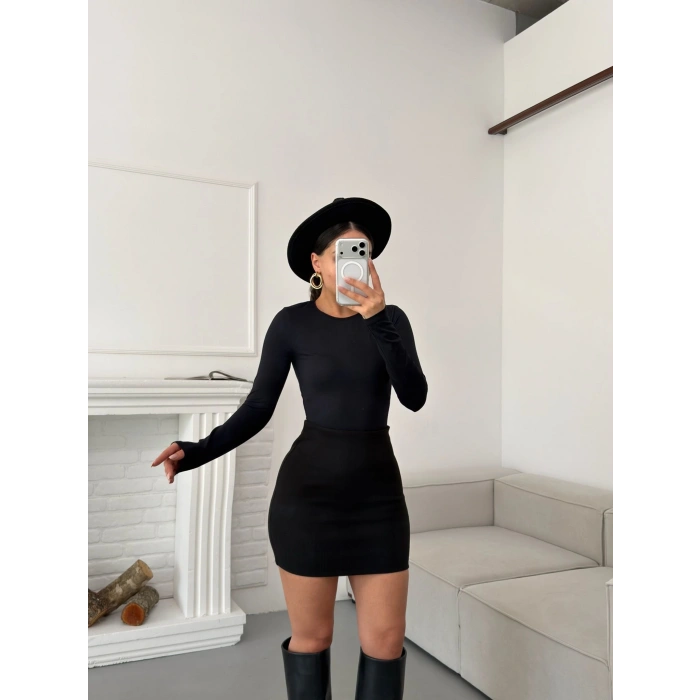 Kaşe Kalem Etek - SİYAH