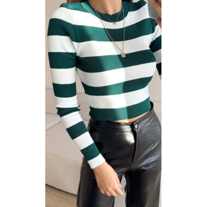 Kaşkorse Crop Bluz-BEYAZYEŞİL