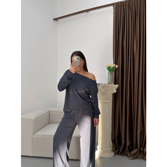 Kayık Yaka Oys Takım - FÜME