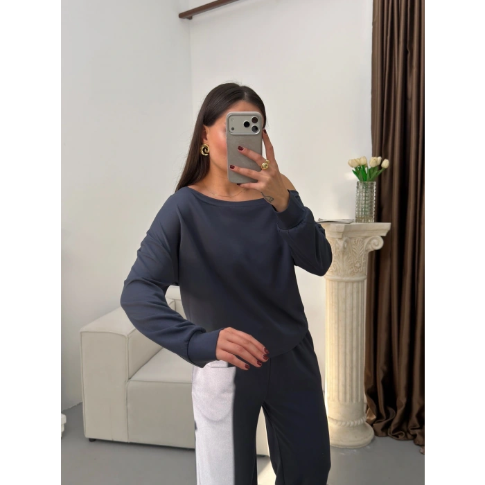 Kayık Yaka Oys Takım - FÜME