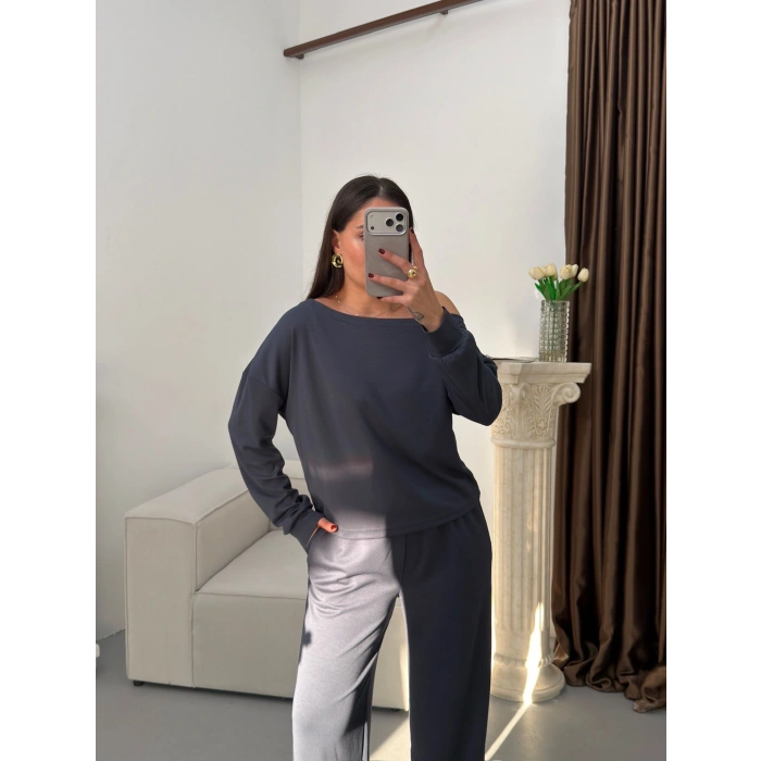 Kayık Yaka Oys Takım - FÜME