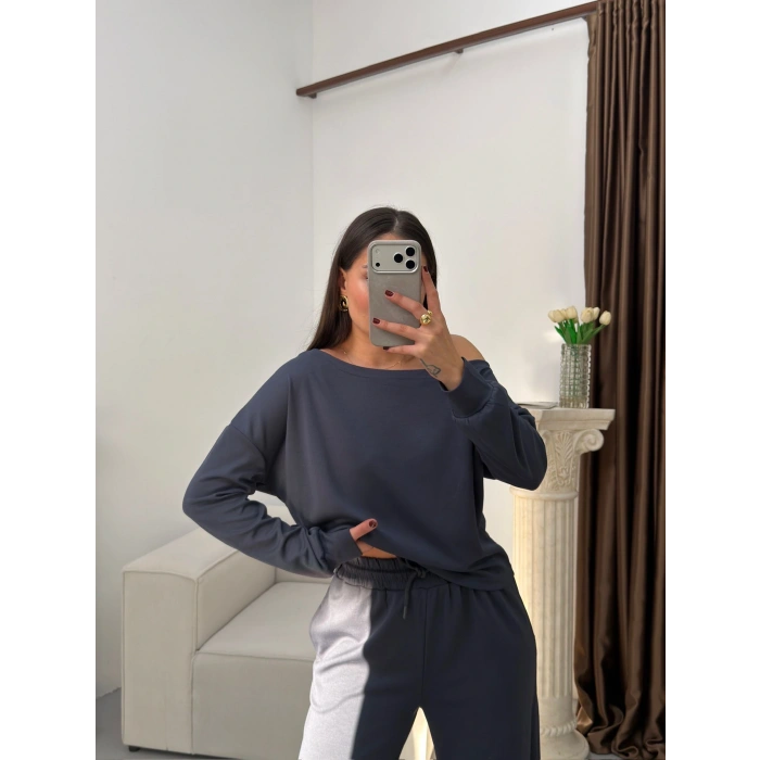 Kayık Yaka Oys Takım - FÜME