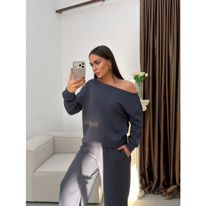 Kayık Yaka Oys Takım - FÜME