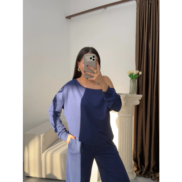 Kayık Yaka Oys Takım - LACİVERT